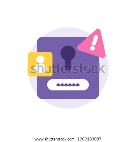an icon concept about wrong password, error warning or account security warning. illustration of an exclamation mark symbol, account symbol or a person symbol. flat style. vector design element