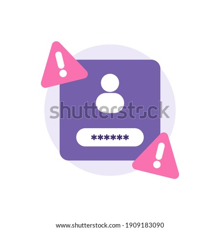 an icon concept about wrong password, error warning or account security warning. illustration of an exclamation mark symbol, account symbol or a person symbol. flat style. vector design element