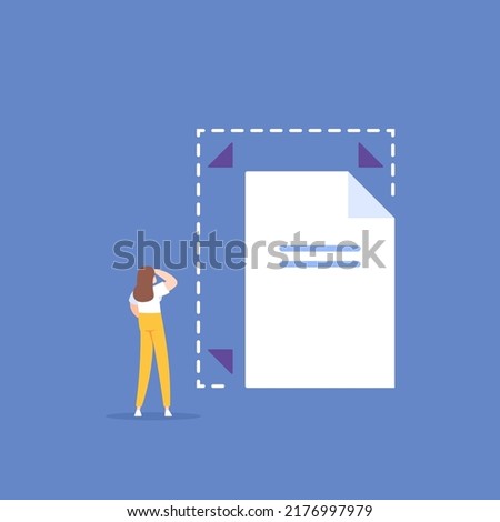 document resize. resize or compress the file size. reduce size. people resize archives to be smaller. technology. manager files. illustration concept design