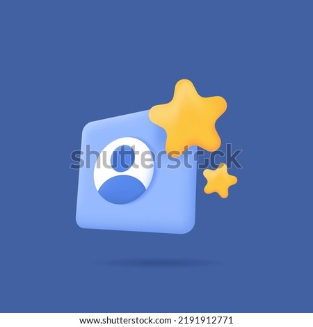 3d icons. priority account, vip account, premium account. special users and star members. 3d people and star symbol. illustration concept design