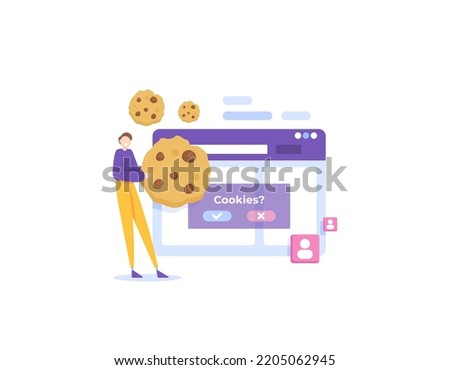 browser cookies. reject or accept cookies. services on the website. a small piece of data sent from a website and stored on the user's device by a web browser. illustration concept design. ui