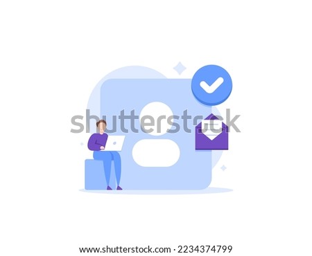 account verification or account authorized. registration process for user to get status as verified user. a man doing verification process to new account. illustration concept design. vector elements