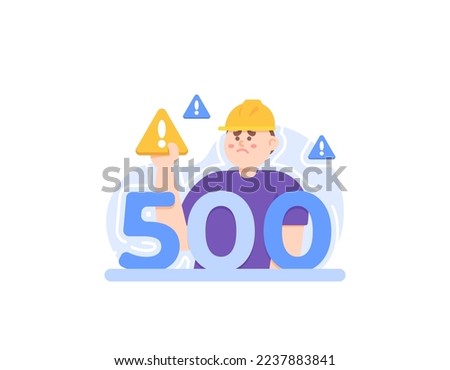 HTTP Error 500 or 500 internal server error. an IT staff providing information that the hosting server is having trouble. a problem in the system. notifications and page views. illustration concept