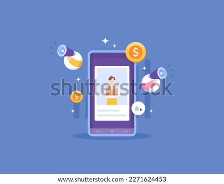 affiliate marketing, digital marketing, advertising management. invite friends or refer a friend. using affiliates to promote products and attract or gain new customers. illustration concept design