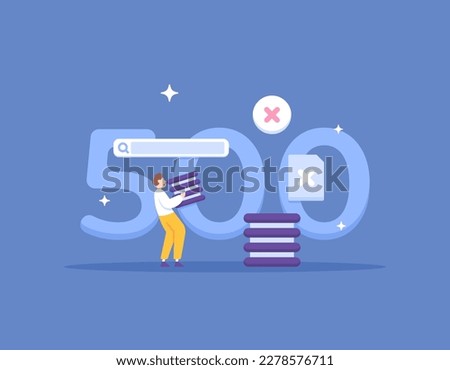 Error code 500 Internal Server Error. An error occurred on the website hosting server. A webmaster tries to fix a problem that appears on the website. illustration concept design. vector elements