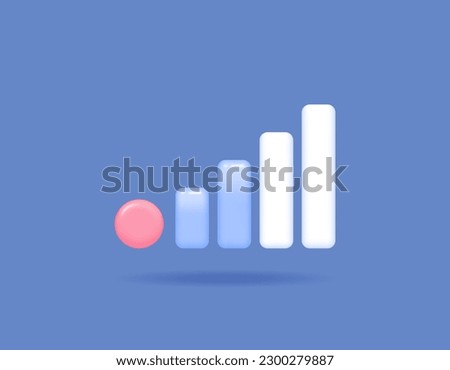 Signal bars. signal strength indicator. Data transmission and networking. symbol and icon. 3D and realistic vector element design. blue background