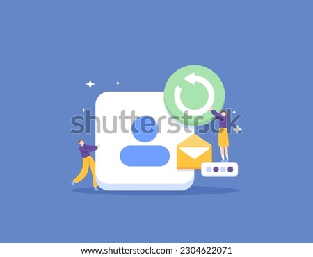 Account recovery. Account synchronization. Receive a recovery code message via SMS. User verification. services and technology. illustration concept design. vector elements. blue background