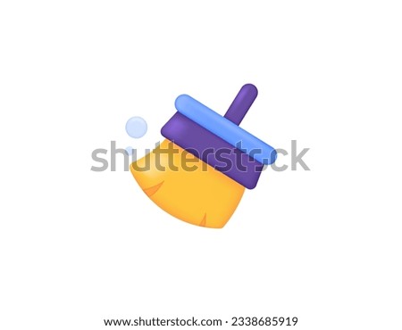 junk data cleaner. cleaner to remove cache data from apps, clean empty folders, and delete various history. cleaning brush or broom. symbol or icon. minimalist 3d illustration concept design. vector