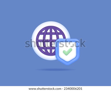 browsing safety. protection from malicious websites, phishing websites, and suspicious links. guard, protector, security, and antivirus. shield and internet. symbols and icons. minimalist 3d concept 