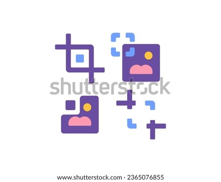 crop image. photo editing. image or photo editing services. change the size or resolution of the image. collection or set of symbols or icons. minimalist and flat design concept. vector elements.