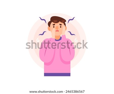 Illustration of a frightened and anxious man. very scared, excessively anxious, and worried. emotional distress. mental illness or disorder. the expression of people's faces. character illustrations