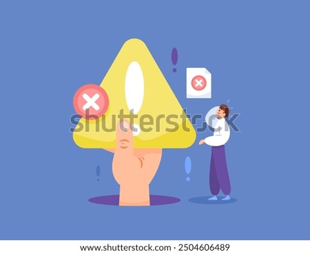 illustration of an employee getting a warning from his boss. worker getting a warning for making a mistake. mistake in work. wrong in duty. flat style concept design. graphic elements