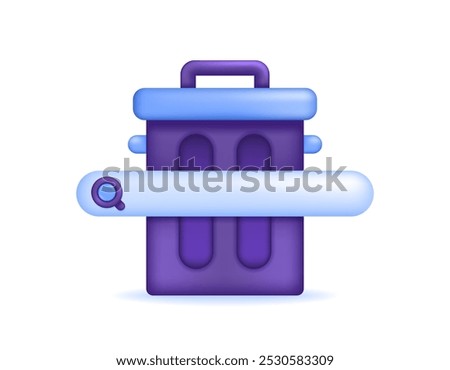 concept of delete and cleanup. remove search traces. clean and clear browsing history. illustration of trash can with search bar. symbol or icon. minimalist 3d style design. element