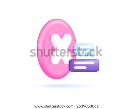 concept of unverified, disagree, rejection, wrong, invalid, no. illustration of circle with cross and information symbol. symbol or icon. minimalist 3d style design. element