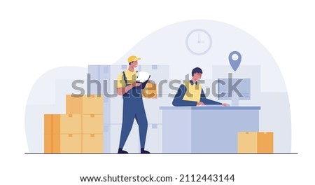 warehouse workers check the stock of goods to be sent to the customer. ストックフォト © 