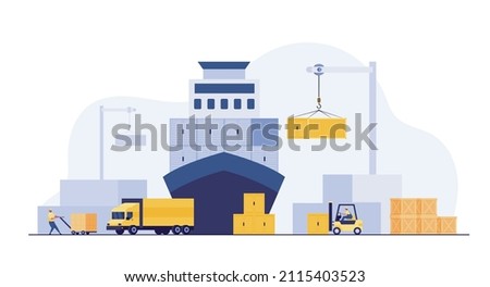 Container Ships, Freight Forwarder, Industrial sea port cargo logistics container import export freight ship crane water delivery transportation concept
