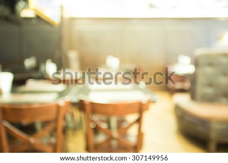Chair and table restaurant blur background