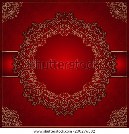 Elegant royal red background with gold ornament