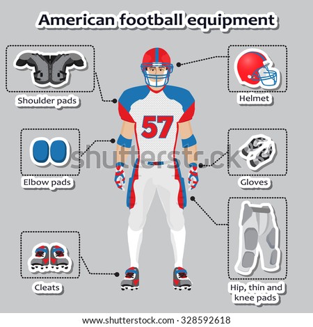 American football player equipment for training and competitions