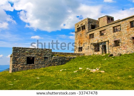 Ruins of old house in mountains