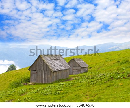 rural houses in mountains