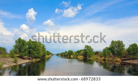 landscape with nice sky over river
