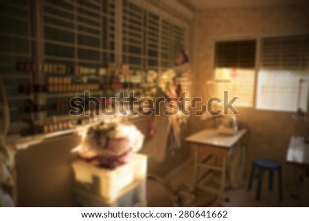 blur background sewing room