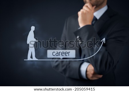 Career concept - human resources officer (HR, personnel) supervise employees career growth