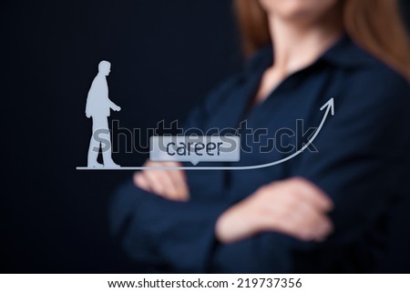 Career concept - woman human resources officer (HR, personnel) supervise employees career growth