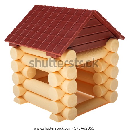 Wooden house isolated on white background