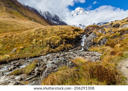 Stream from Annapurna South Glacier Melt, Himalayas, Nepal