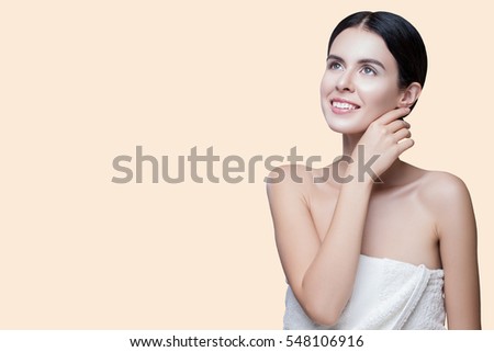 Beauty Portrait Young Girl With The Perfect Smooth Skin Beautiful Brunette Woman Without Clothes Beauty Portrait Young Girl With The Perfect Smooth Skin Beautiful Brunette Woman Without Clothes