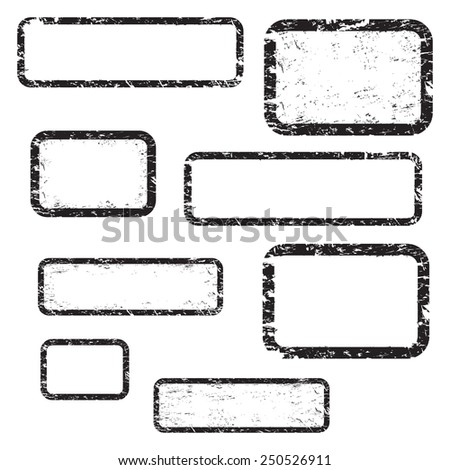 Set of empty grunge stamp, graphic design elements, black isolated on white background, vector illustration.