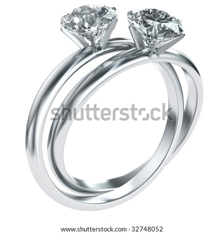 3d Rendering Of Two Diamond Rings Intertwined Stock Photo 32748052 ...