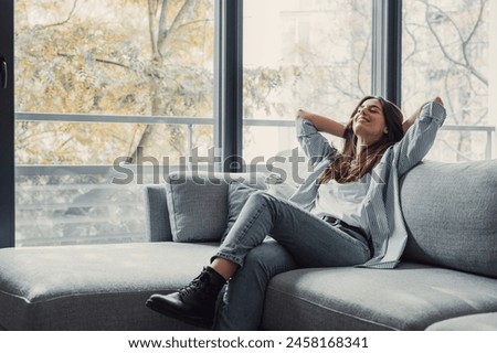 Similar – Image, Stock Photo Young woman relaxing in the spa at winter season