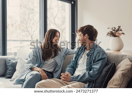 Similar – Image, Stock Photo Laughing girlfriends sitting on washing machine in house