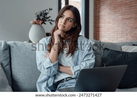 Similar – Image, Stock Photo Young lady with in elegant white standing on room