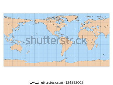 Very High Detailed Map Of The World In Equirectangular Projection With ...