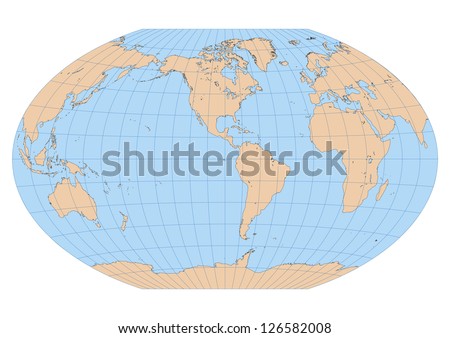 Very High Detailed Map Of The World In Winkel Tripel Projection With ...