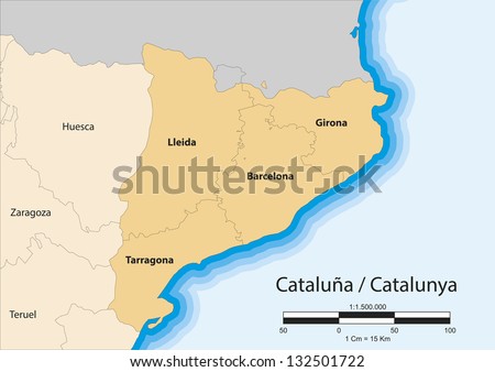 Vector Map Of The Autonomous Community Of Catalonia (Cataluña/Catalunya ...