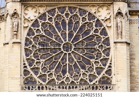 Rose window in Notre Dame Cathedral. Paris. France