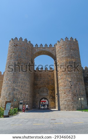 Ávila. Gate of the Alcazar, one of the nine gates in Avila Wall, Avila, Spain