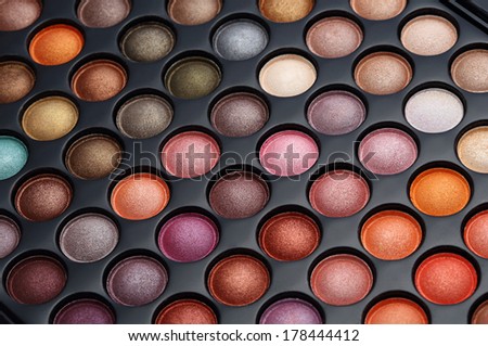 colorful circle shape brush powder cosmetics set background