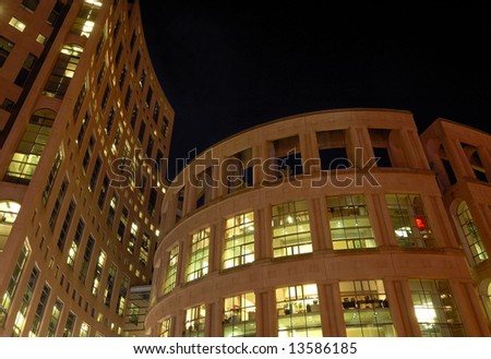 Night view of Vancouver Public Library Square
