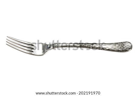 Metal fork isolated on white background. It is common tabletop in every country
