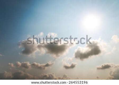 Abstract clear blue sky with bright sun star shining on the sky