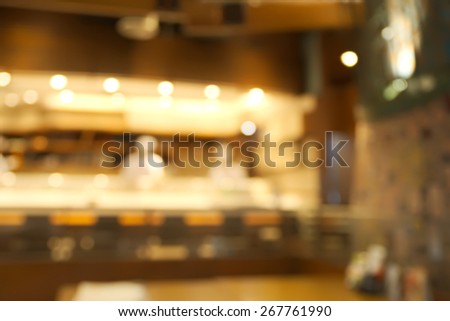 Abstract blurry sushi counter in vintage style decoration restaurant