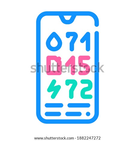 charge level control, water and fuel on mobile phone line icon vector. charge level control, water and fuel on mobile phone color sign. isolated symbol illustration