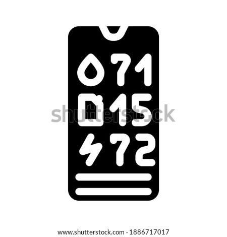 charge level control, water and fuel on mobile phone glyph icon vector. charge level control, water and fuel on mobile phone sign. isolated contour symbol black illustration