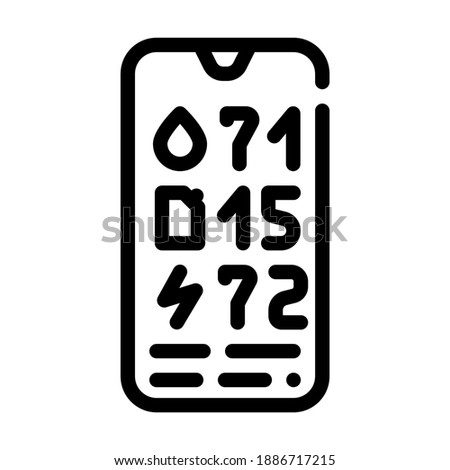 charge level control, water and fuel on mobile phone line icon vector. charge level control, water and fuel on mobile phone sign. isolated contour symbol black illustration